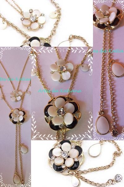 Colar duplo flores
