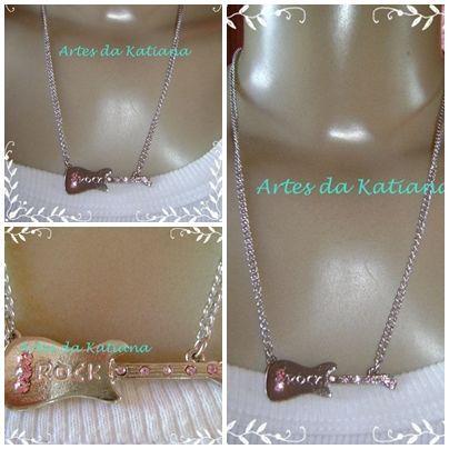 Colar Guitarra Rosa