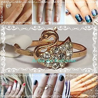 Anel falange cisne dourado
