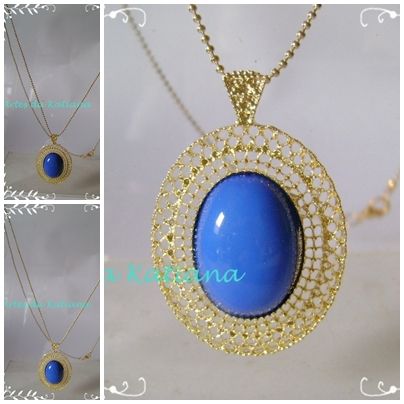 Colar Medalhão azul